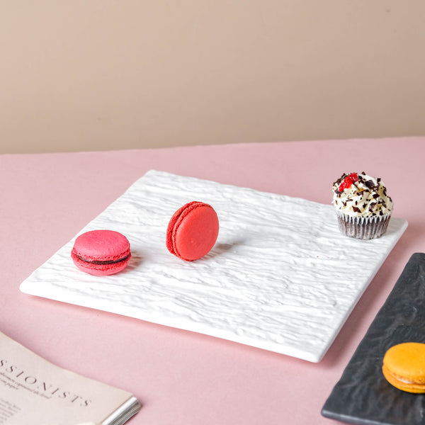 Textured Square Platter - Ceramic platter, serving platter, fruit platter | Plates for dining table & home decor