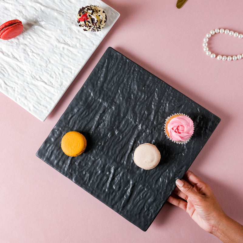 Textured Square Platter - Ceramic platter, serving platter, fruit platter | Plates for dining table & home decor