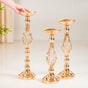 Golden Tall Floor Candle Stand Set Of 3 Large - Tall Floor Candle Stand, Gold Candle Holders, Premium Floor Candle Stands, Luxurious Candle Stands