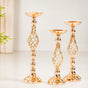 Golden Tall Floor Candle Stand Set Of 3 Large - Tall Floor Candle Stand, Gold Candle Holders, Premium Floor Candle Stands, Luxurious Candle Stands