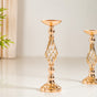 Golden Tall Floor Candle Stand Set Of 3 Large - Tall Floor Candle Stand, Gold Candle Holders, Premium Floor Candle Stands, Luxurious Candle Stands