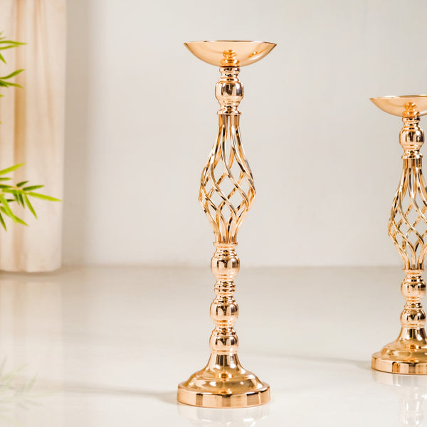 Golden Tall Floor Candle Stand Set Of 3 Large
