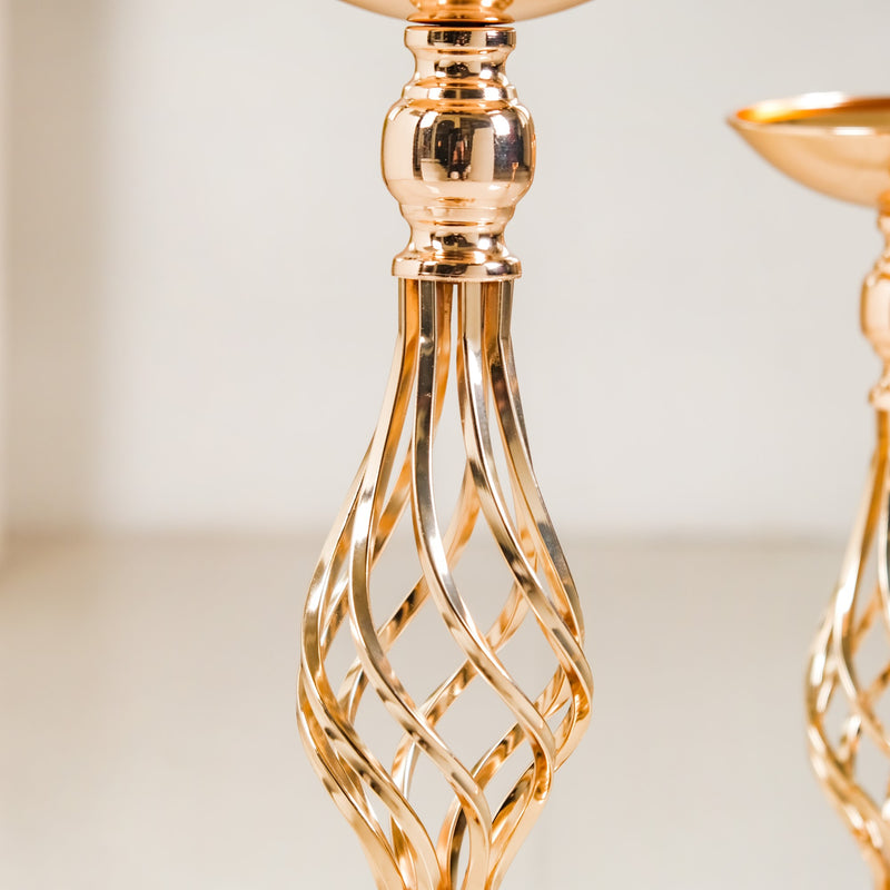 Golden Tall Floor Candle Stand Set Of 3 Large - Tall Floor Candle Stand, Gold Candle Holders, Premium Floor Candle Stands, Luxurious Candle Stands