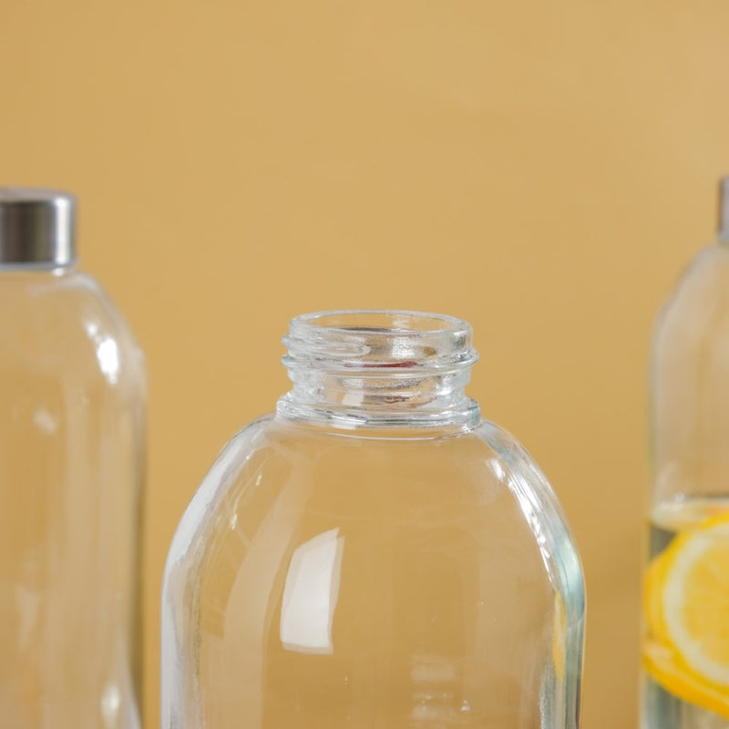 Borosilicate Glass Water Bottle Set Of 4 1 L - Water bottles, glass bottle set | Glass bottles for Dining table & Home decor