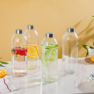 Borosilicate Glass Water Bottle Set Of 4 1 L