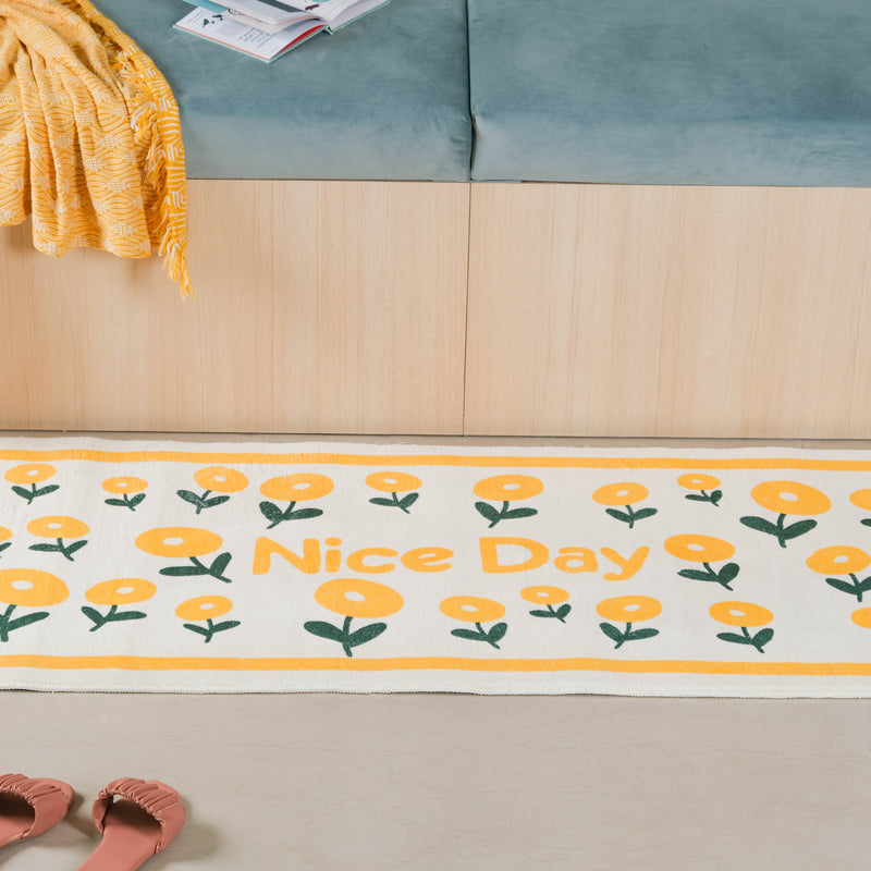 Yellow White Runner Rug Small