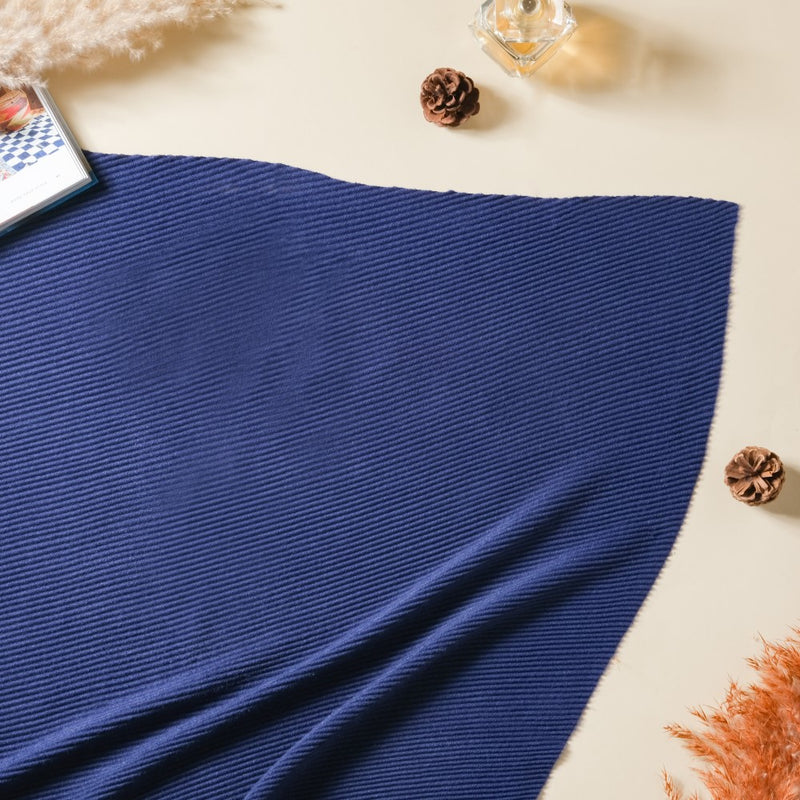 Ribbed Handcrafted Scarf Blue