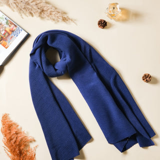 Ribbed Handcrafted Scarf Blue