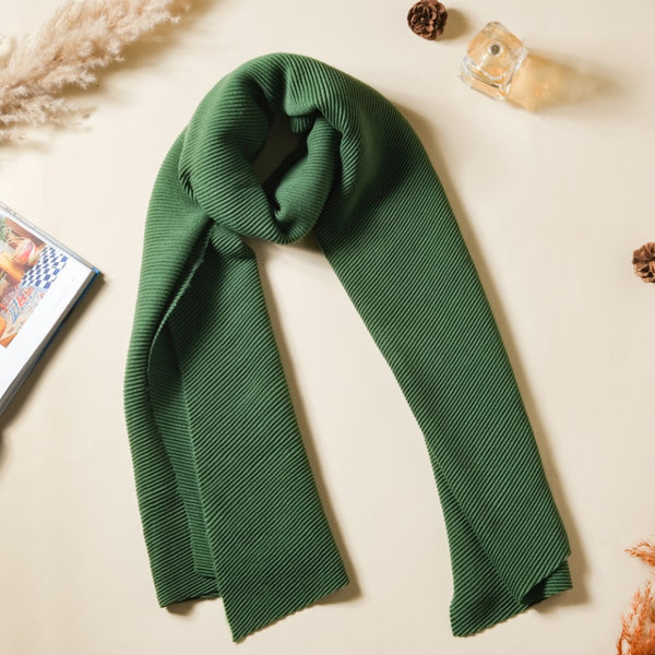 Pleated Heat Pressed Scarf Green