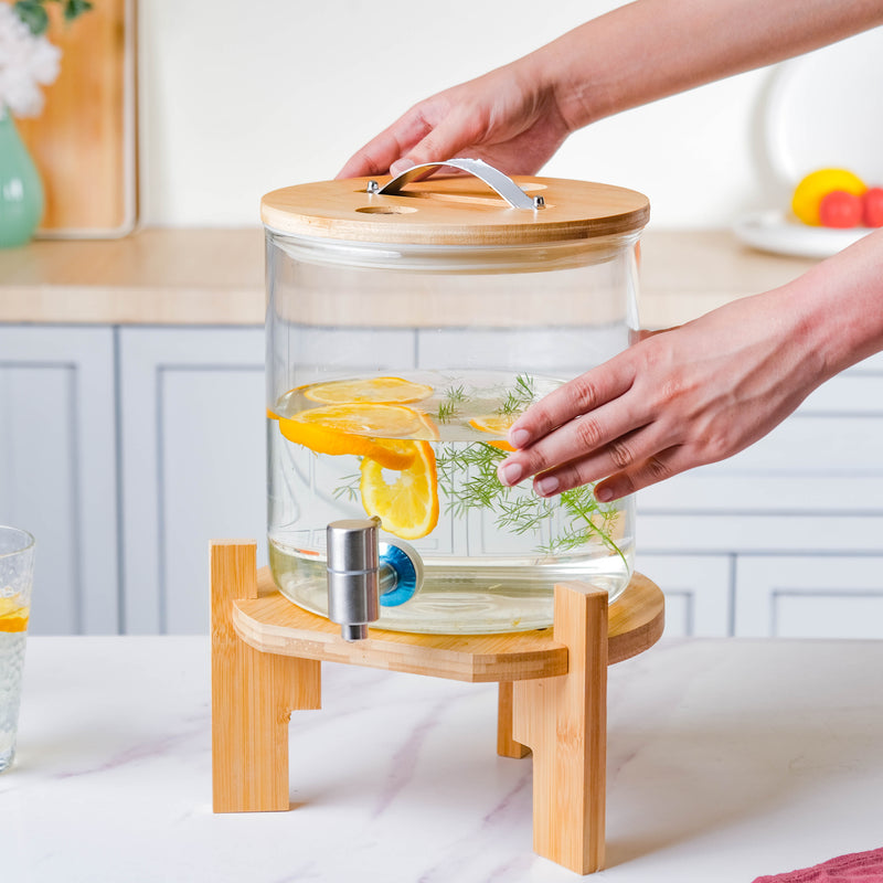 Glass Drink Dispenser Jar - Water dispenser, juice dispenser | Glass dispenser for Dining table & Home decor
