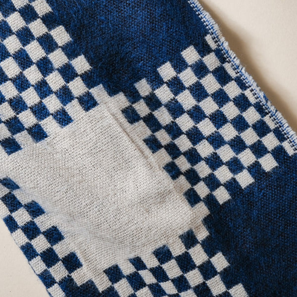 Chequered Woolen Blend Scarf Blue