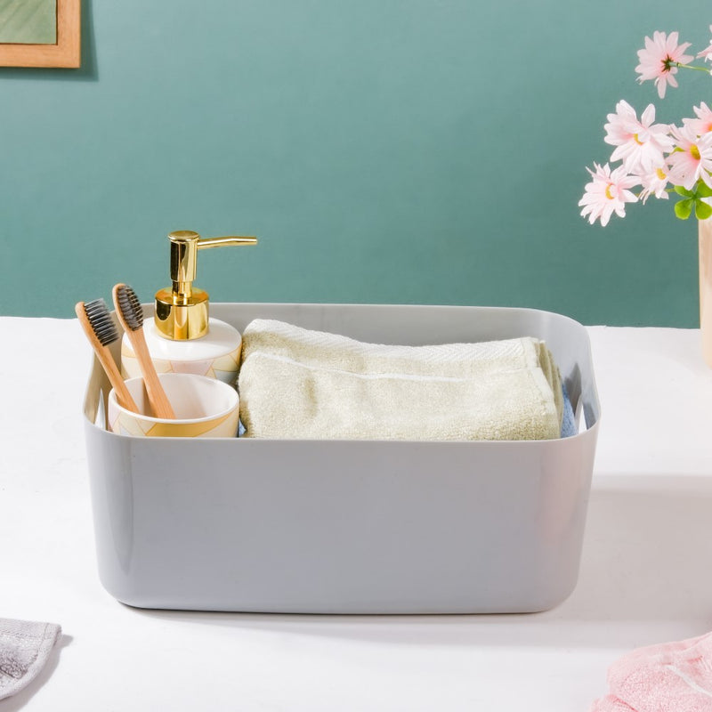 Multipurpose Storage Basket Grey Set Of 2 11 Inch - Basket | Organizer | Kitchen basket | Storage basket