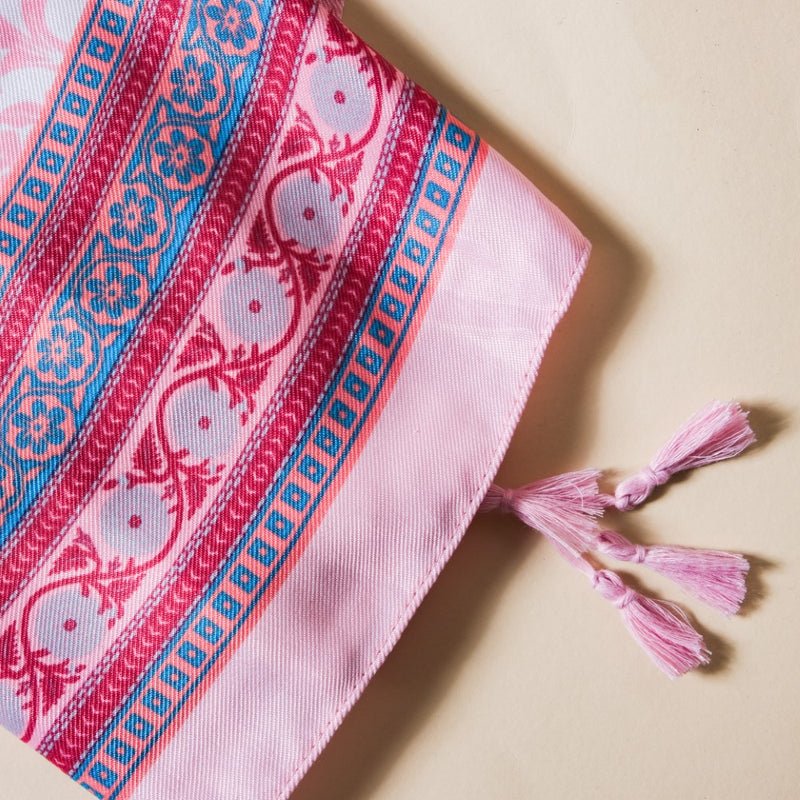 Twill Weave Printed Scarf With Tassels