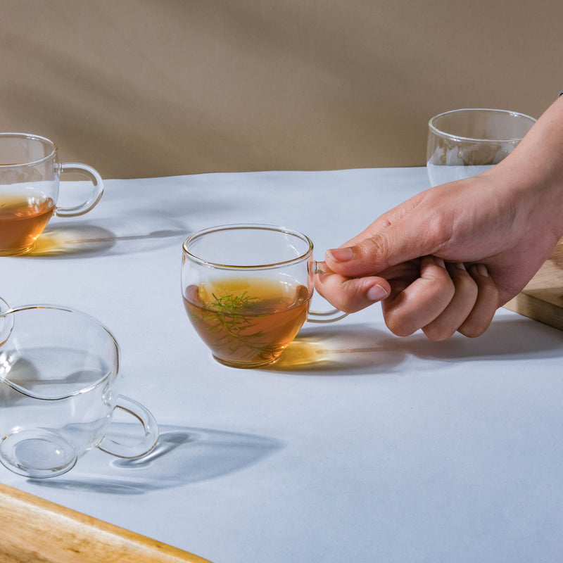 Elegant Glass Cup Set of 6- Tea cup, coffee cup, cup for tea | Cups and Mugs for Office Table & Home Decoration