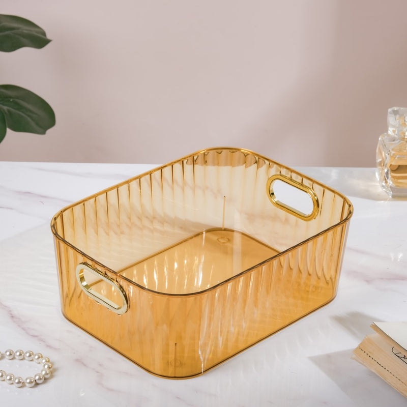 Ribbed Storage Organiser Amber 11 Inch - Basket | Organizer