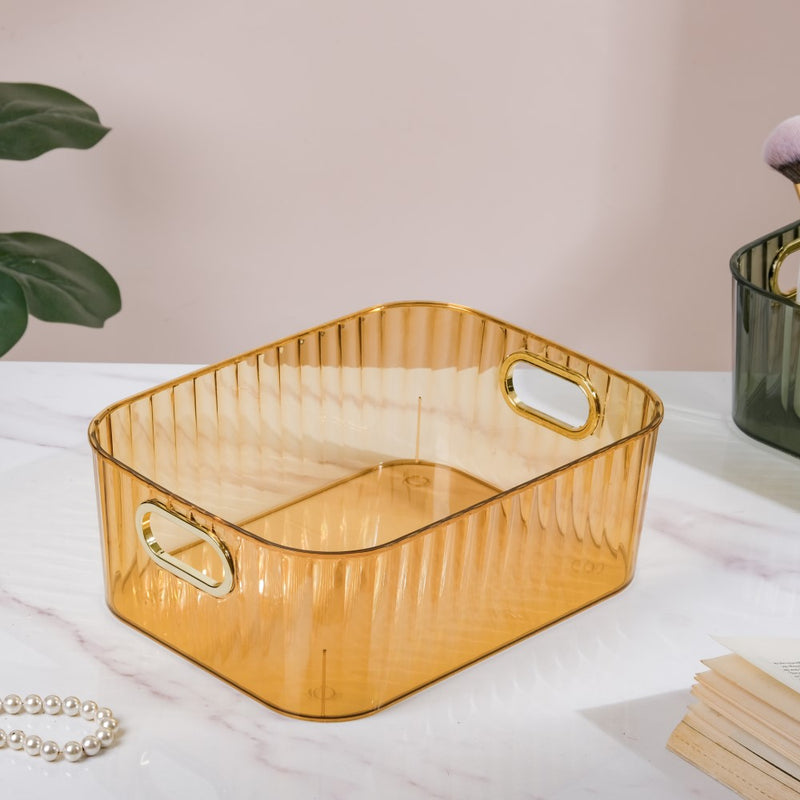 Ribbed Storage Organiser Amber 11 Inch - Basket | Organizer