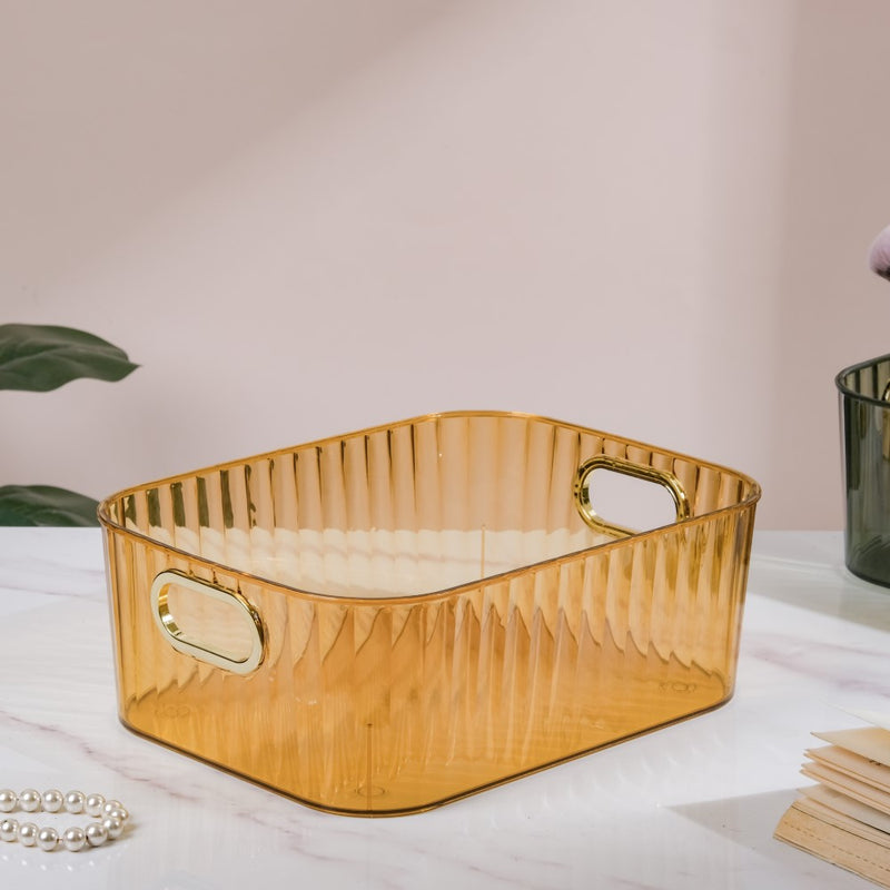Ribbed Storage Organiser Amber 11 Inch - Basket | Organizer