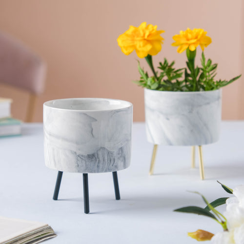 Small Marble Ceramic Indoor Planter - Indoor planters and flower pots | Home decor items