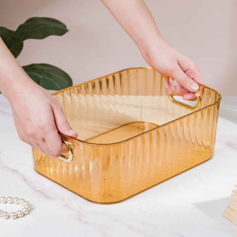 Ribbed Storage Organiser Amber 11 Inch - Basket | Organizer