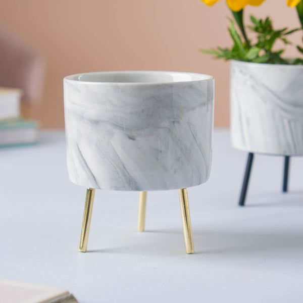 Small Marble Ceramic Indoor Planter - Indoor planters and flower pots | Home decor items