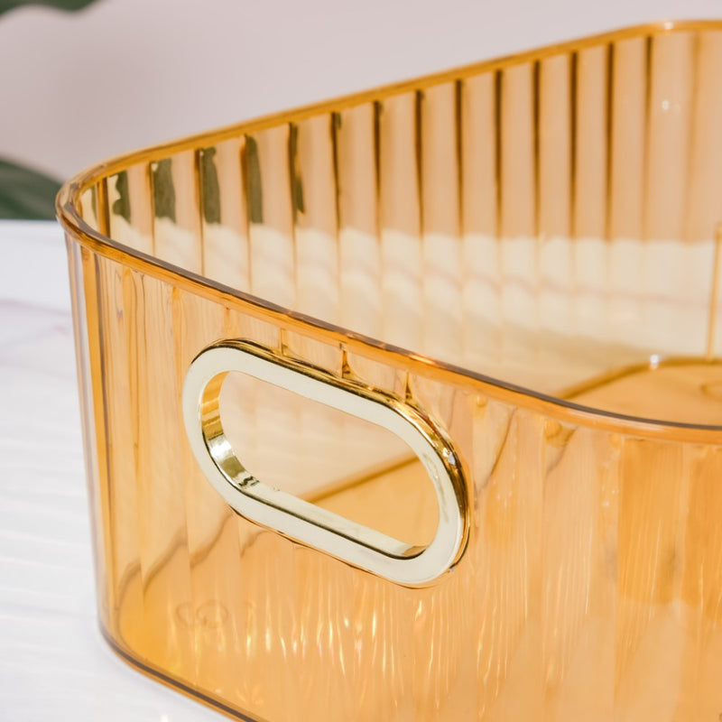 Ribbed Storage Organiser Amber 11 Inch - Basket | Organizer