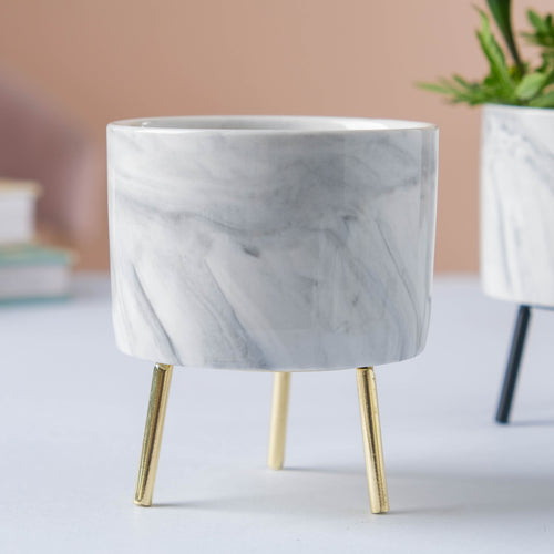 Small Marble Ceramic Indoor Planter - Indoor planters and flower pots | Home decor items