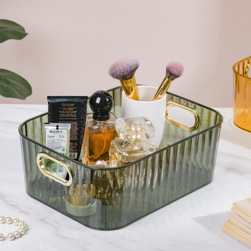 Ribbed Storage Organiser Green 11 Inch - Basket | Organizer