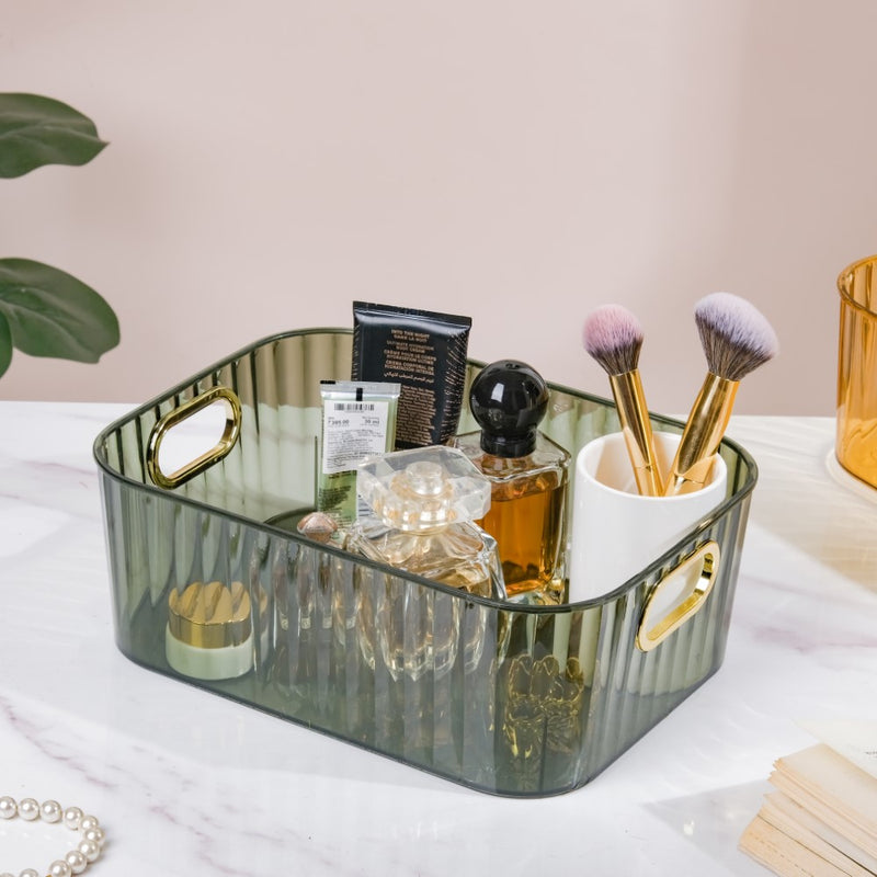 Ribbed Storage Organiser Green 11 Inch - Basket | Organizer