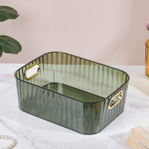 Ribbed Storage Organiser Green 11 Inch - Basket | Organizer