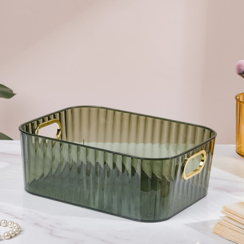 Ribbed Storage Organiser Green 11 Inch - Basket | Organizer