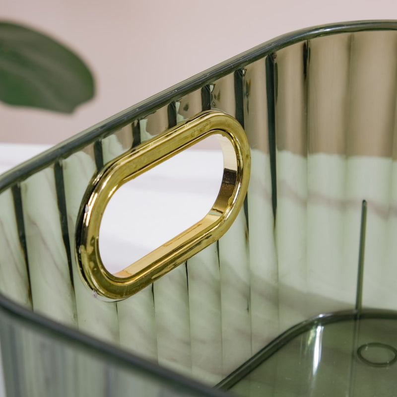 Ribbed Storage Organiser Green 11 Inch - Basket | Organizer