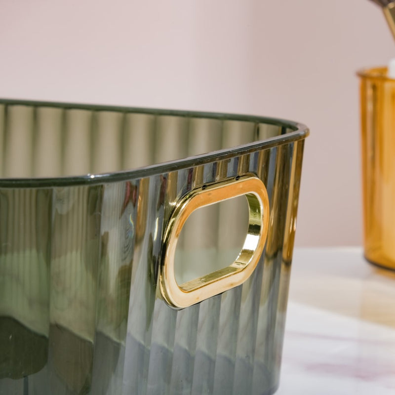 Ribbed Storage Organiser Green 11 Inch - Basket | Organizer