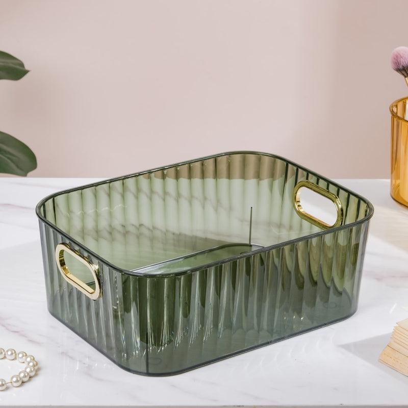Ribbed Storage Organiser Green 11 Inch - Basket | Organizer