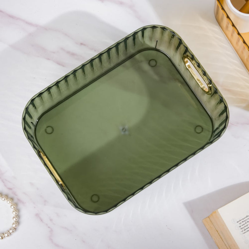 Ribbed Storage Organiser Green 11 Inch - Basket | Organizer