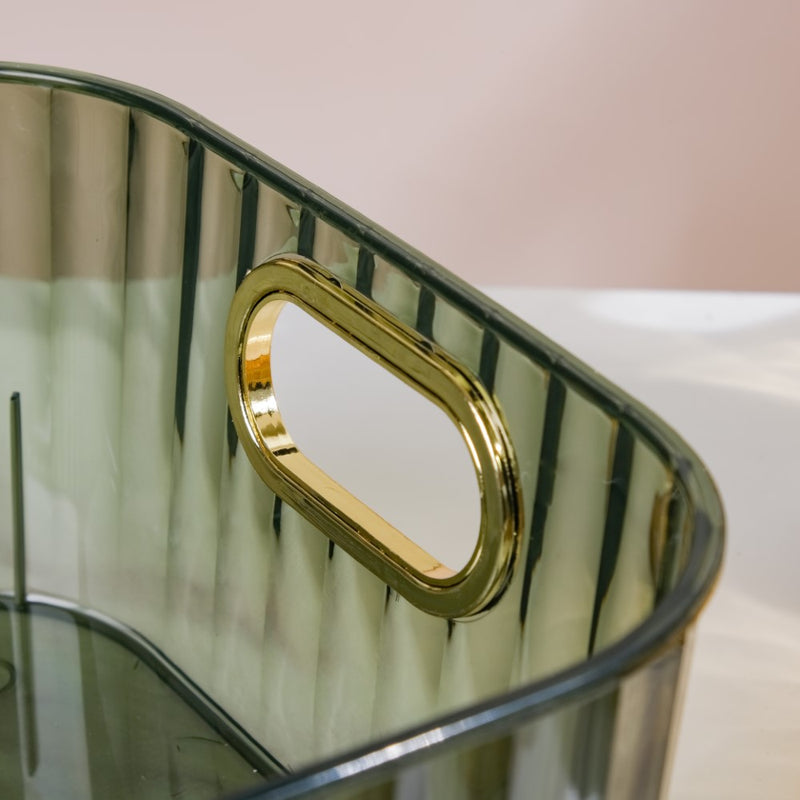 Ribbed Storage Organiser Green 11 Inch - Basket | Organizer