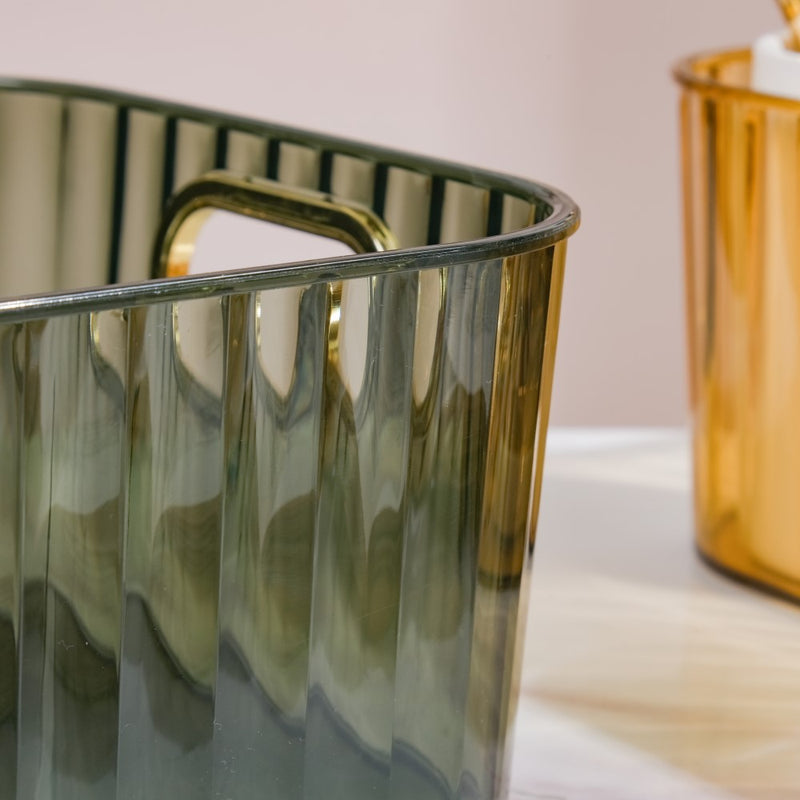 Ribbed Storage Organiser Green 11 Inch - Basket | Organizer