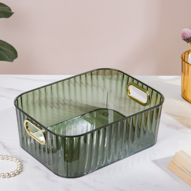 Ribbed Storage Organiser Green 11 Inch - Basket | Organizer