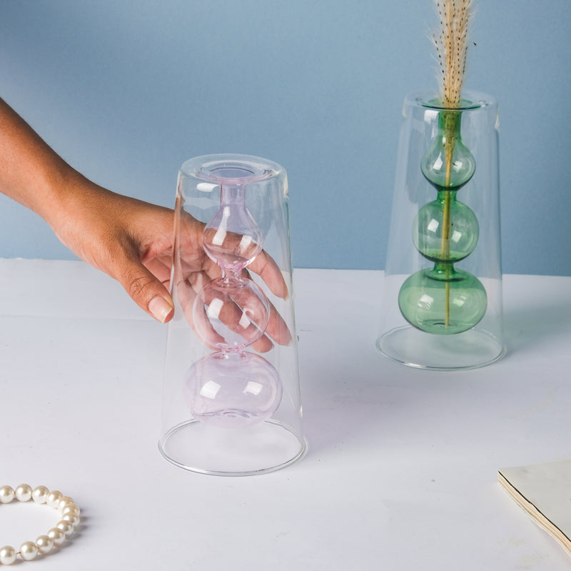 Fancy Glass Vase - Flower vase for home decor, office and gifting | Home decoration items