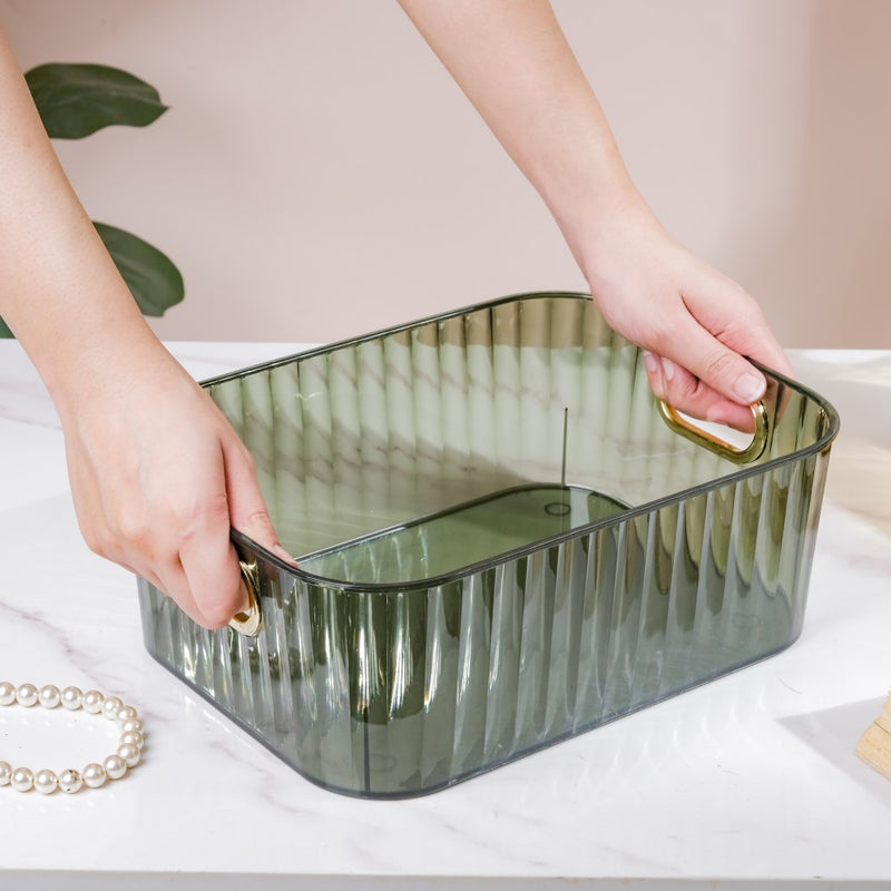 Ribbed Storage Organiser Green 11 Inch - Basket | Organizer
