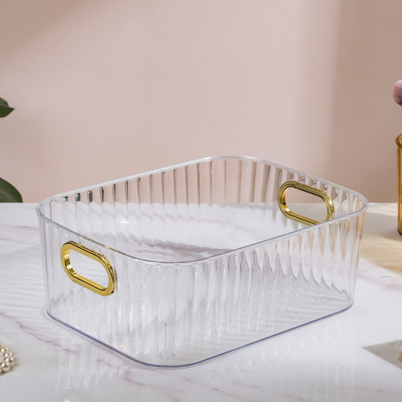 Ribbed Storage Organiser Transparent 11 Inch - Basket | Organizer