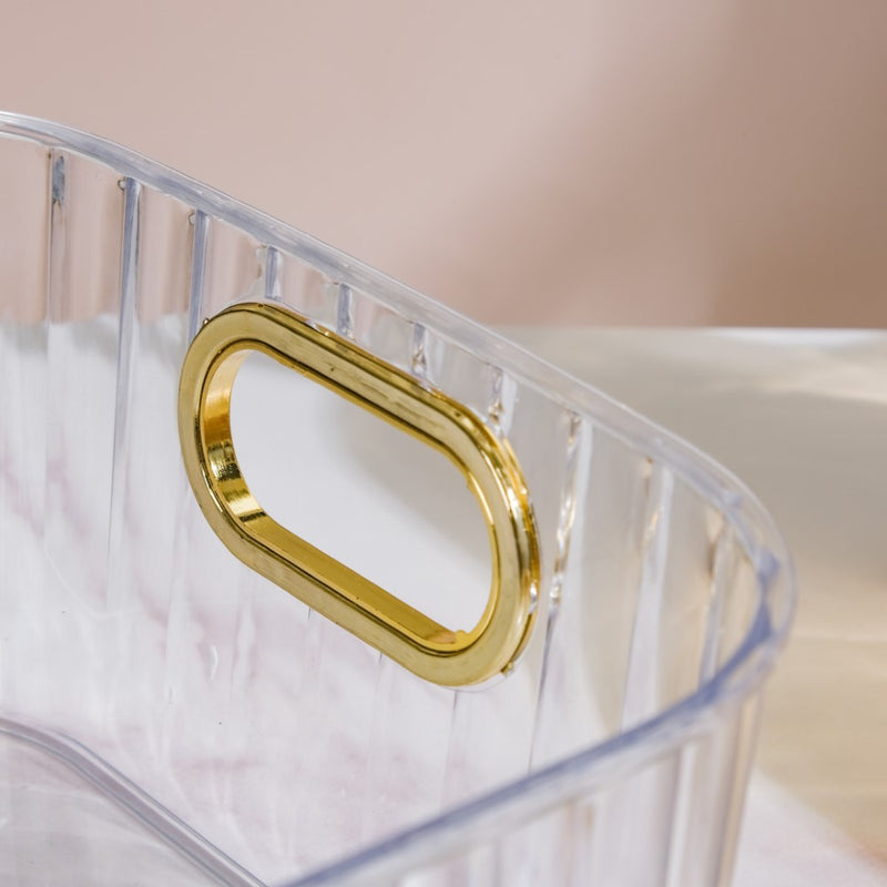 Ribbed Storage Organiser Transparent 11 Inch - Basket | Organizer