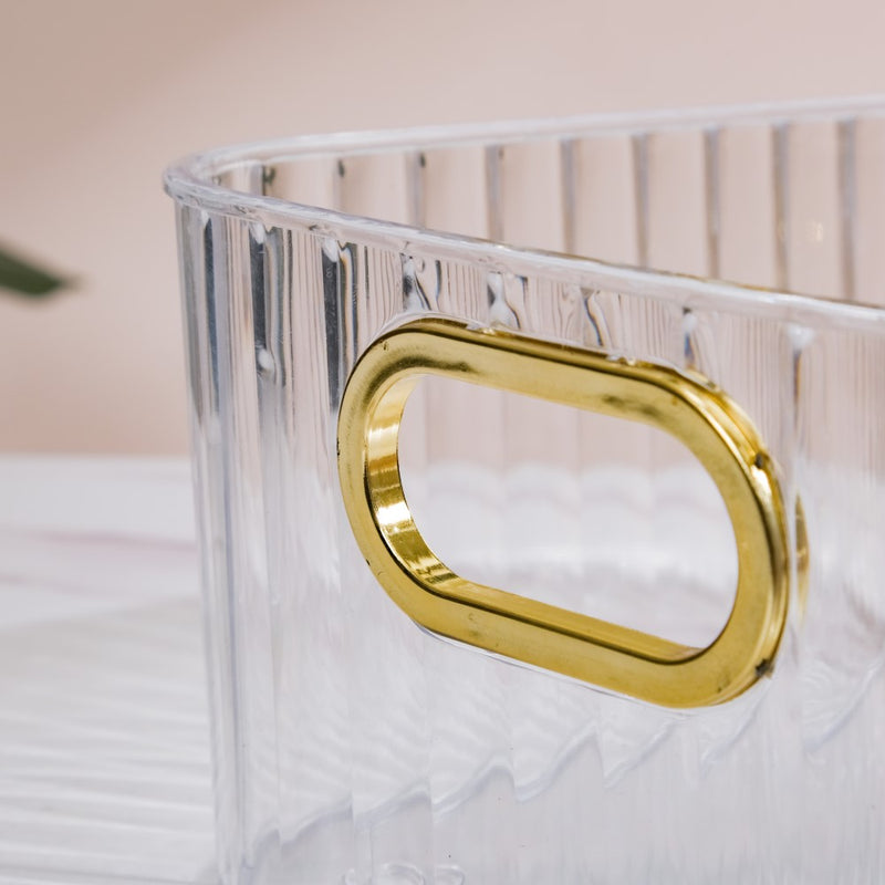 Ribbed Storage Organiser Transparent 11 Inch - Basket | Organizer