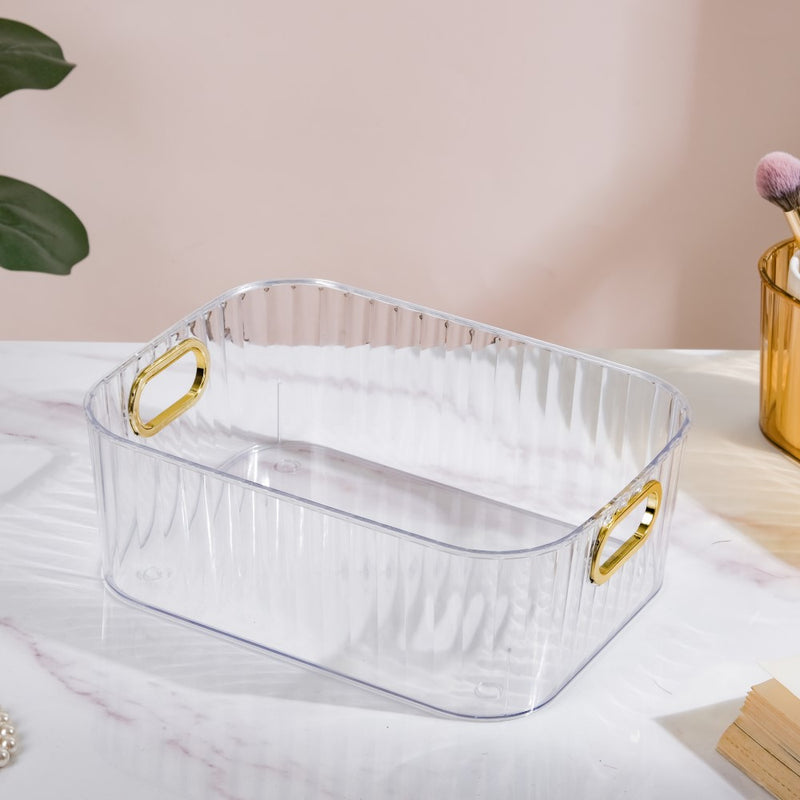 Ribbed Storage Organiser Transparent 11 Inch - Basket | Organizer