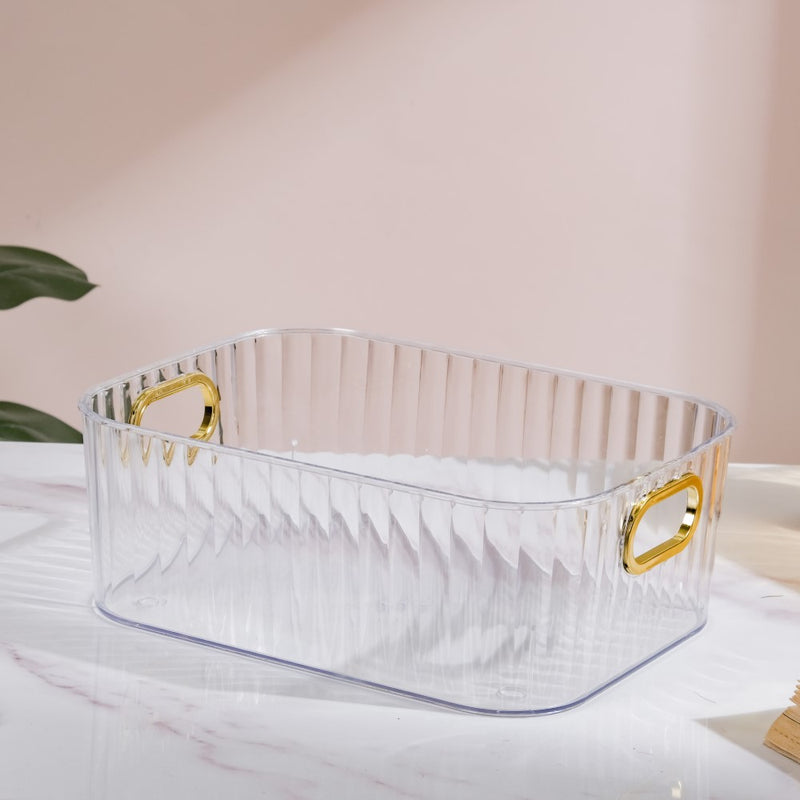 Ribbed Storage Organiser Transparent 11 Inch - Basket | Organizer