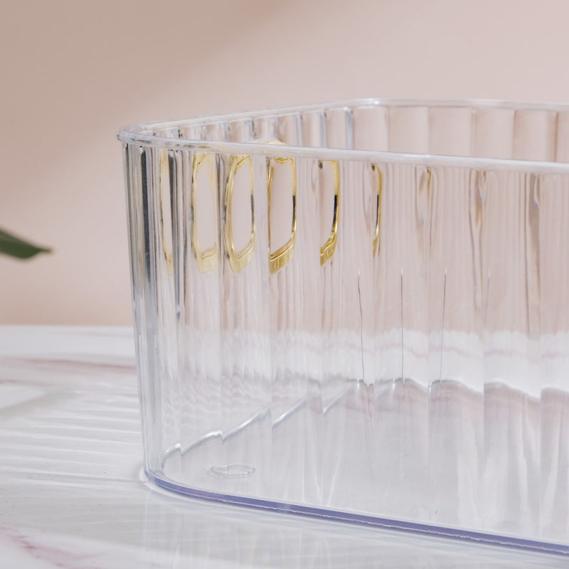Ribbed Storage Organiser Transparent 11 Inch - Basket | Organizer