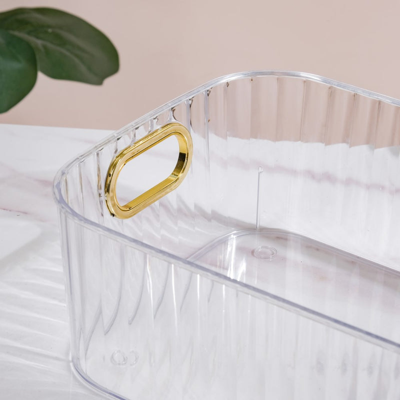 Ribbed Storage Organiser Transparent 11 Inch - Basket | Organizer