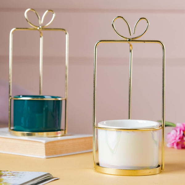 Gold Gift Wrap Plant Pot - Indoor planters and flower pots | Home decor items