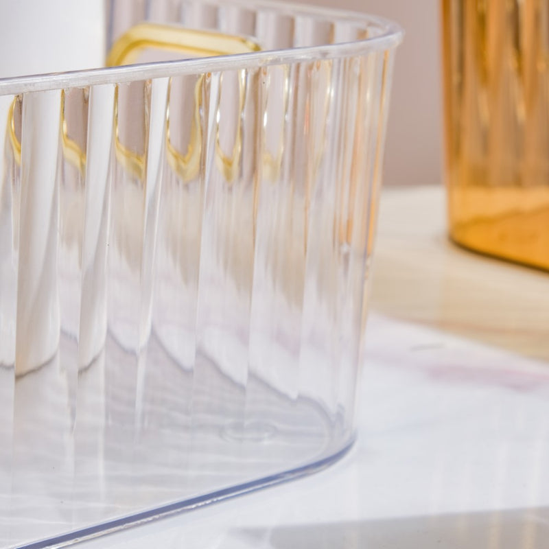 Ribbed Storage Organiser Transparent 11 Inch - Basket | Organizer