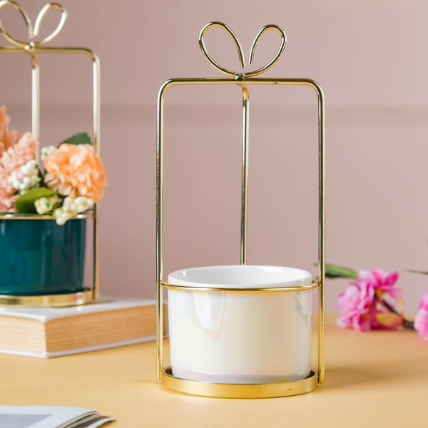 Gold Gift Wrap Plant Pot - Indoor planters and flower pots | Home decor items