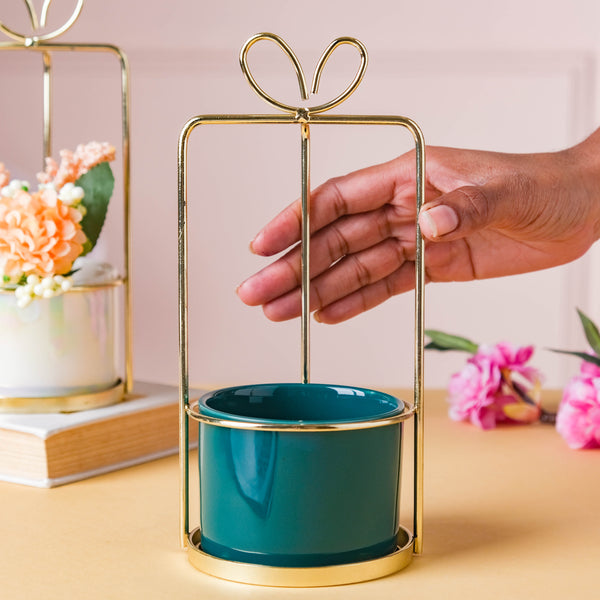 Gold Gift Wrap Plant Pot - Indoor planters and flower pots | Home decor items
